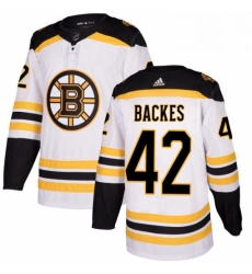 Mens Adidas Boston Bruins 42 David Backes Authentic White Away NHL Jersey 