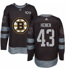 Mens Adidas Boston Bruins 43 Danton Heinen Authentic Black 1917 2017 100th Anniversary NHL Jersey 