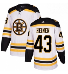 Mens Adidas Boston Bruins 43 Danton Heinen Authentic White Away NHL Jersey 