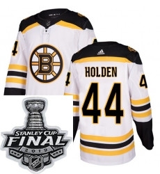 Mens Adidas Boston Bruins 44 Nick Holden Authentic White Away NHL Jersey