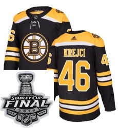 Mens Adidas Boston Bruins 46 David Krejci Authentic Black Home NHL Jersey