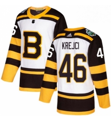 Mens Adidas Boston Bruins 46 David Krejci Authentic White 2019 Winter Classic NHL Jersey 