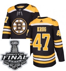 Mens Adidas Boston Bruins 47 Torey Krug Authentic Black Home NHL Jersey