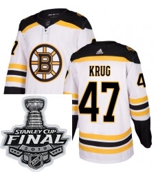 Mens Adidas Boston Bruins 47 Torey Krug Authentic White Away NHL Jersey