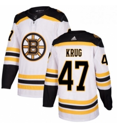 Mens Adidas Boston Bruins 47 Torey Krug Authentic White Away NHL Jersey 