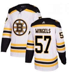 Mens Adidas Boston Bruins 57 Tommy Wingels Authentic White Away NHL Jersey 