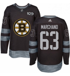 Mens Adidas Boston Bruins 63 Brad Marchand Authentic Black 1917 2017 100th Anniversary NHL Jersey 
