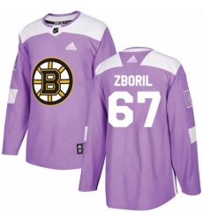 Mens Adidas Boston Bruins 67 Jakub Zboril Authentic Purple Fights Cancer Practice NHL Jersey 