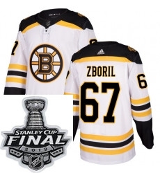 Mens Adidas Boston Bruins 67 Jakub Zboril Authentic White Away NHL Jersey