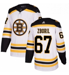 Mens Adidas Boston Bruins 67 Jakub Zboril Authentic White Away NHL Jersey 