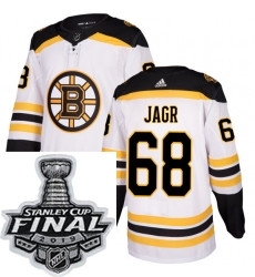 Mens Adidas Boston Bruins 68 Jaromir Jagr Authentic White Away NHL Jersey