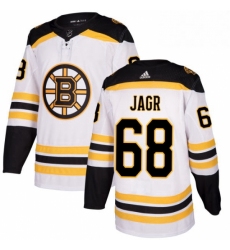 Mens Adidas Boston Bruins 68 Jaromir Jagr Authentic White Away NHL Jersey 