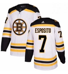Mens Adidas Boston Bruins 7 Phil Esposito Authentic White Away NHL Jersey 