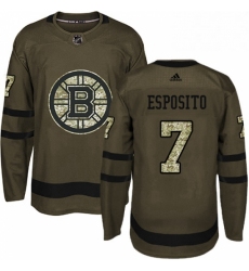 Mens Adidas Boston Bruins 7 Phil Esposito Premier Green Salute to Service NHL Jersey 