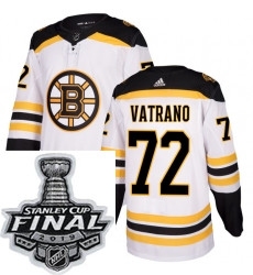 Mens Adidas Boston Bruins 72 Frank Vatrano Authentic White Away NHL Jersey