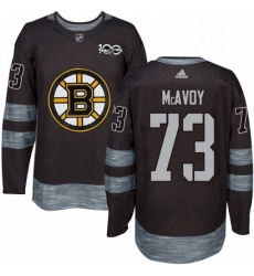 Mens Adidas Boston Bruins 73 Charlie McAvoy Authentic Black 1917 2017 100th Anniversary NHL Jersey 