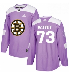 Mens Adidas Boston Bruins 73 Charlie McAvoy Authentic Purple Fights Cancer Practice NHL Jersey 