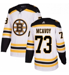 Mens Adidas Boston Bruins 73 Charlie McAvoy Authentic White Away NHL Jersey 
