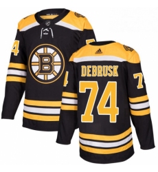 Mens Adidas Boston Bruins 74 Jake DeBrusk Authentic Black Home NHL Jersey 