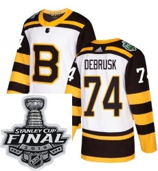 Mens Adidas Boston Bruins 74 Jake DeBrusk Authentic White 2019 Winter Classic NHL Jersey