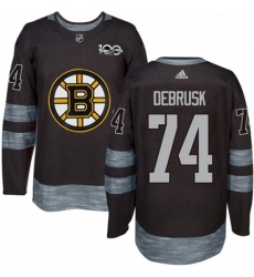 Mens Adidas Boston Bruins 74 Jake DeBrusk Premier Black 1917 2017 100th Anniversary NHL Jersey 