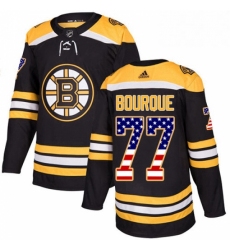 Mens Adidas Boston Bruins 77 Ray Bourque Authentic Black USA Flag Fashion NHL Jersey 