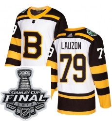 Mens Adidas Boston Bruins 79 Jeremy Lauzon Authentic White 2019 Winter Classic NHL Jersey