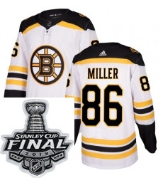 Mens Adidas Boston Bruins 86 Kevan Miller Authentic White Away NHL Jersey
