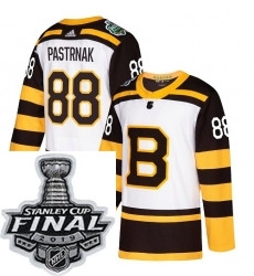Mens Adidas Boston Bruins 88 David Pastrnak Authentic White 2019 Winter Classic NHL Jersey