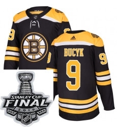 Mens Adidas Boston Bruins 9 Johnny Bucyk Authentic Black Home NHL Jersey