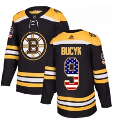 Mens Adidas Boston Bruins 9 Johnny Bucyk Authentic Black USA Flag Fashion NHL Jersey 