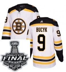 Mens Adidas Boston Bruins 9 Johnny Bucyk Authentic White Away NHL Jersey