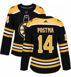 Womens Adidas Boston Bruins 14 Paul Postma Premier Black Home NHL Jersey 