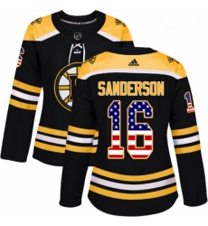 Womens Adidas Boston Bruins 16 Derek Sanderson Authentic Black USA Flag Fashion NHL Jersey 