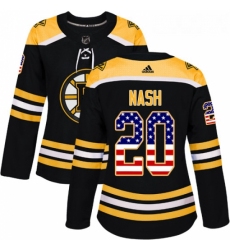 Womens Adidas Boston Bruins 20 Riley Nash Authentic Black USA Flag Fashion NHL Jersey 