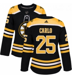 Womens Adidas Boston Bruins 25 Brandon Carlo Authentic Black Home NHL Jersey 