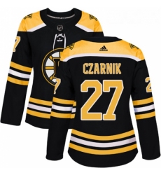 Womens Adidas Boston Bruins 27 Austin Czarnik Premier Black Home NHL Jersey 