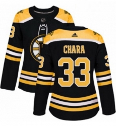 Womens Adidas Boston Bruins 33 Zdeno Chara Premier Black Home NHL Jersey 