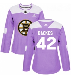 Womens Adidas Boston Bruins 42 David Backes Authentic Purple Fights Cancer Practice NHL Jersey 