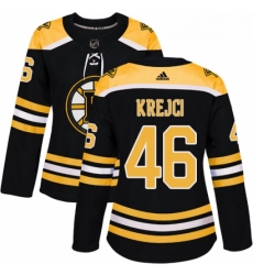 Womens Adidas Boston Bruins 46 David Krejci Authentic Black Home NHL Jersey 