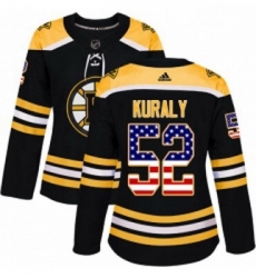 Womens Adidas Boston Bruins 52 Sean Kuraly Authentic Black USA Flag Fashion NHL Jersey 
