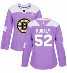 Womens Adidas Boston Bruins 52 Sean Kuraly Authentic Purple Fights Cancer Practice NHL Jersey 