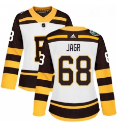Womens Adidas Boston Bruins 68 Jaromir Jagr Authentic White 2019 Winter Classic NHL Jersey 