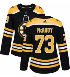 Womens Adidas Boston Bruins 73 Charlie McAvoy Premier Black Home NHL Jersey 