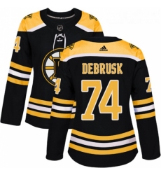 Womens Adidas Boston Bruins 74 Jake DeBrusk Premier Black Home NHL Jersey 