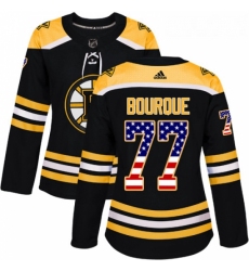 Womens Adidas Boston Bruins 77 Ray Bourque Authentic Black USA Flag Fashion NHL Jersey 