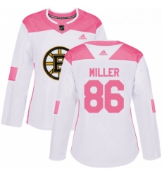 Womens Adidas Boston Bruins 86 Kevan Miller Authentic WhitePink Fashion NHL Jersey 