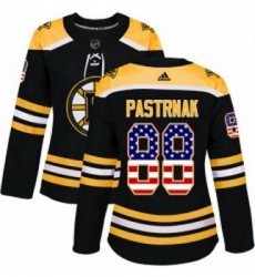 Womens Adidas Boston Bruins 88 David Pastrnak Authentic Black USA Flag Fashion NHL Jersey 
