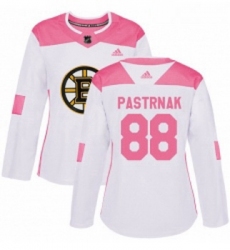 Womens Adidas Boston Bruins 88 David Pastrnak Authentic WhitePink Fashion NHL Jersey 