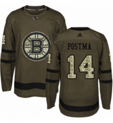 Youth Adidas Boston Bruins 14 Paul Postma Premier Green Salute to Service NHL Jersey 